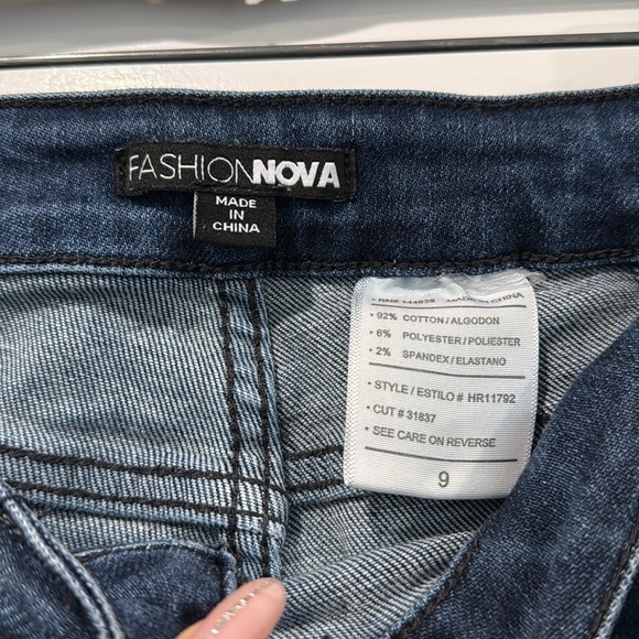 🔵 Fashion Nova Blue Button-Up Jeans Size 9 - Picture 3 of 4